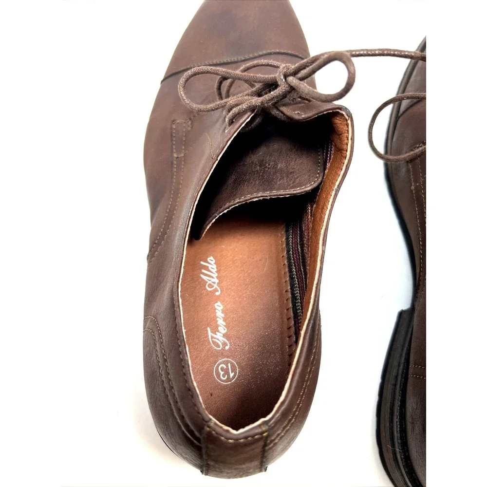 Ferro Aldo Men Dress Shoes Leather Lined Lace Up Brown Size 13